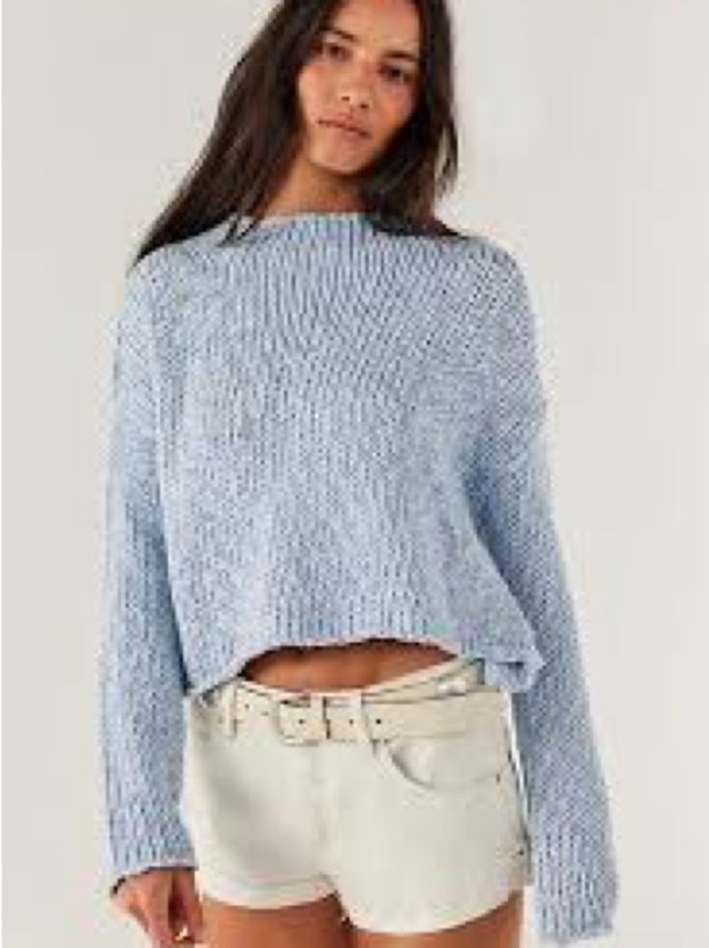 Free People Opal Roll Neck Sweater New Medium Baby Blue